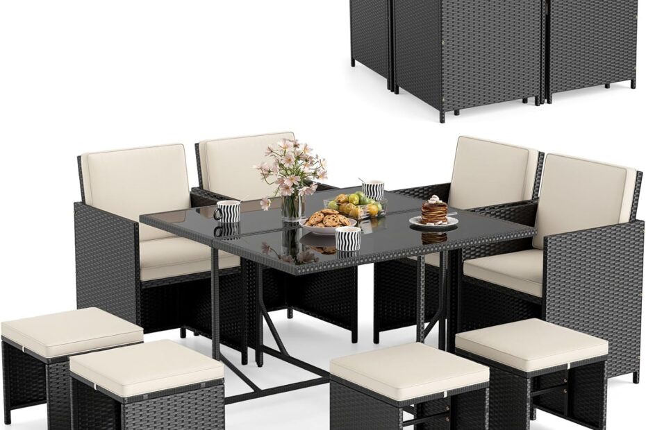 Transform Your Outdoor Space with the Tangkula 9 Piece Patio Dining Set