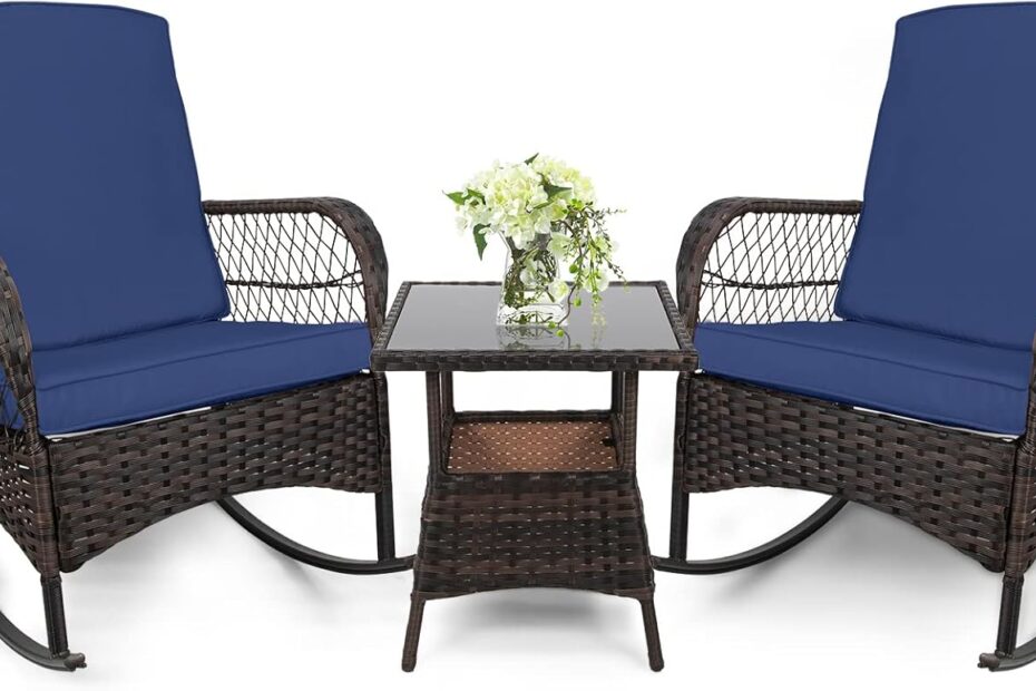 Unwind in Style: LEVELEVE Dark Blue Rocking Bistro Set Review
