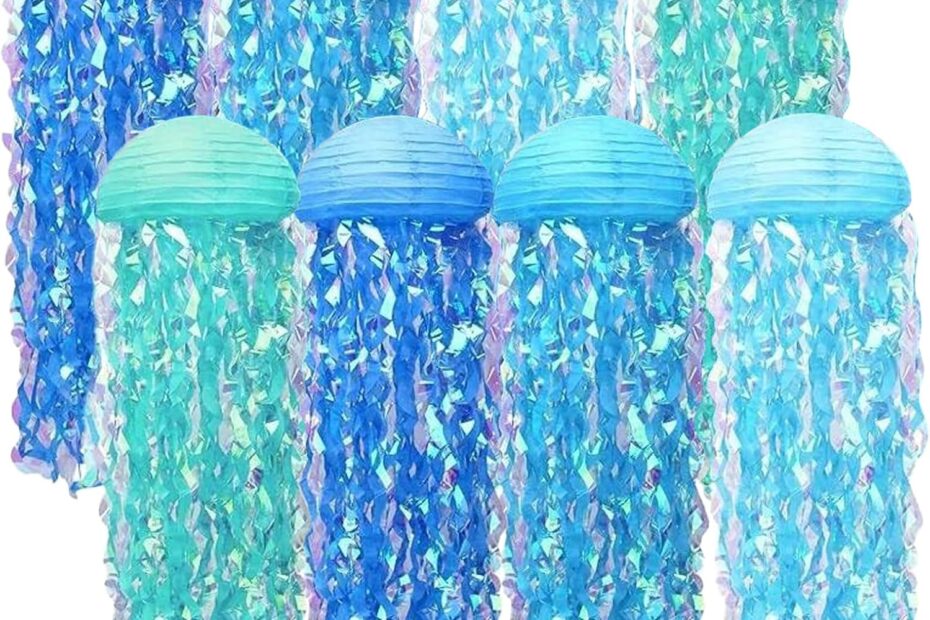 Dive into Delight: 8pcs Blue Jellyfish Lanterns for Magical Under the Sea Parties