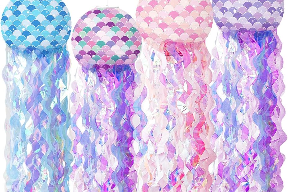 Dive into Fun: 4 Pcs Jellyfish Paper Lanterns for a Magical Under the Sea Celebration!
