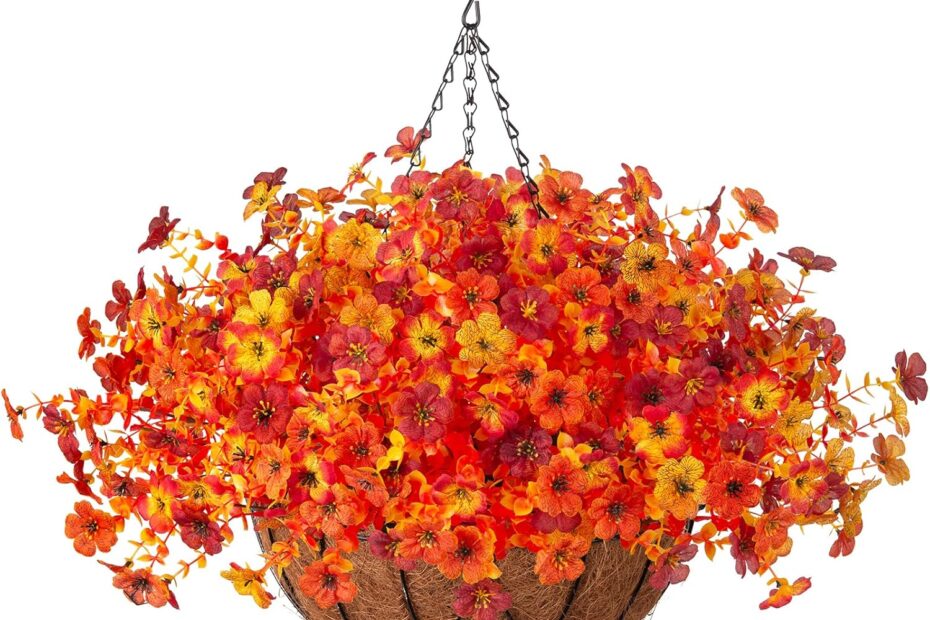 Elevate Your Autumn Aesthetics: Review of Fake Mums Hanging Baskets for Outdoor Decor