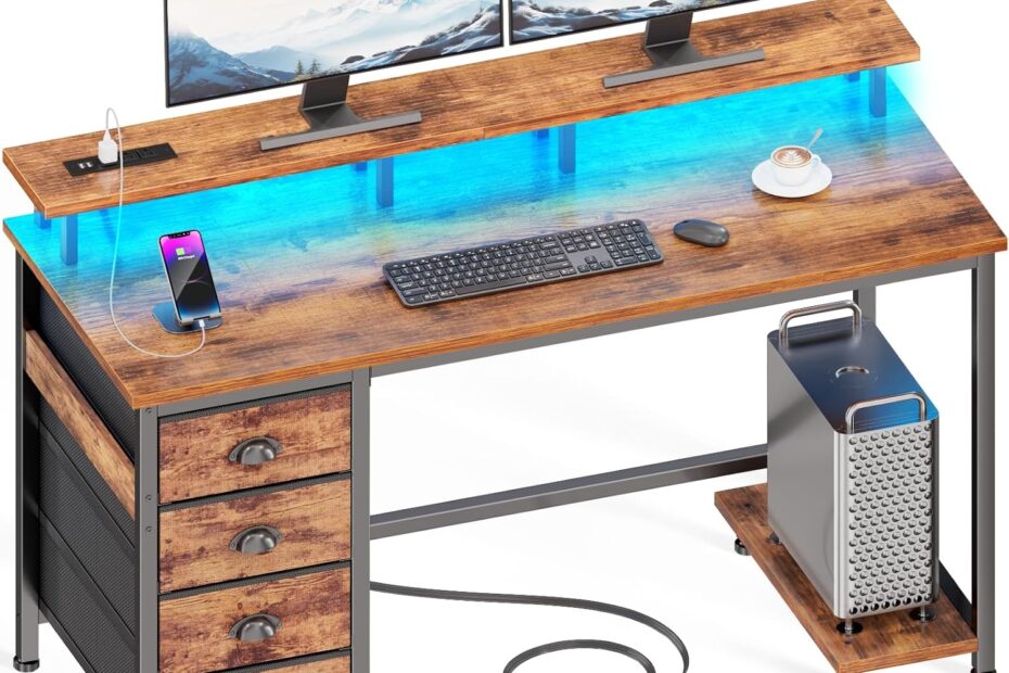 Elevate Your Workspace: A Review of the Furologee 47" Computer Desk with LED Lights