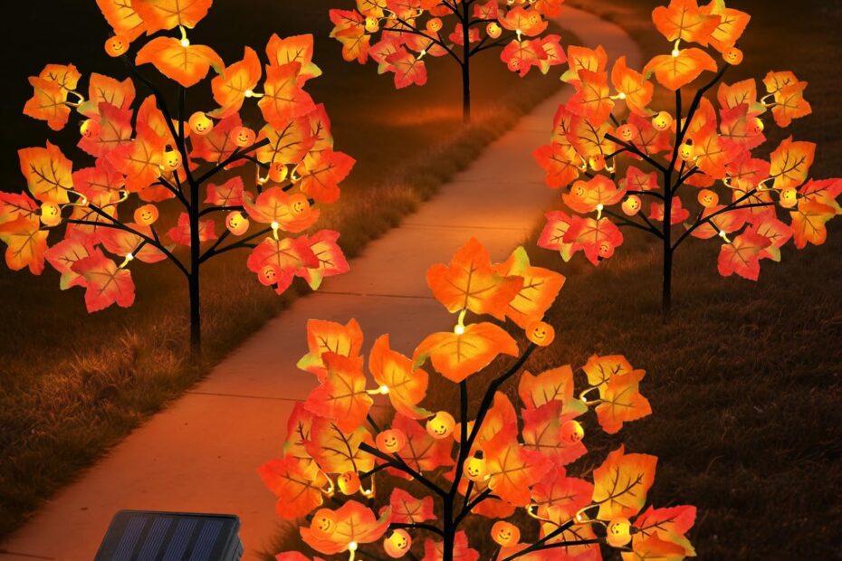 Illuminate Your Autumn: Review of 4 Packs Solar Maple Leaf Pumpkin Lights