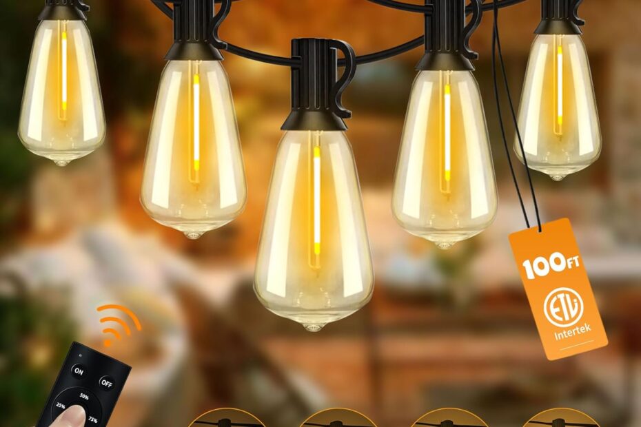 Illuminate Your Evenings: Review of 100FT Outdoor Dimmable String Lights with Remote