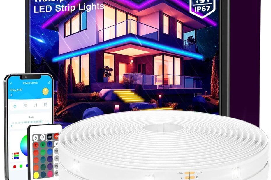 Illuminate Your Outdoors: A Review of 100ft Waterproof LED Strip Lights with Music Sync & Remote Control