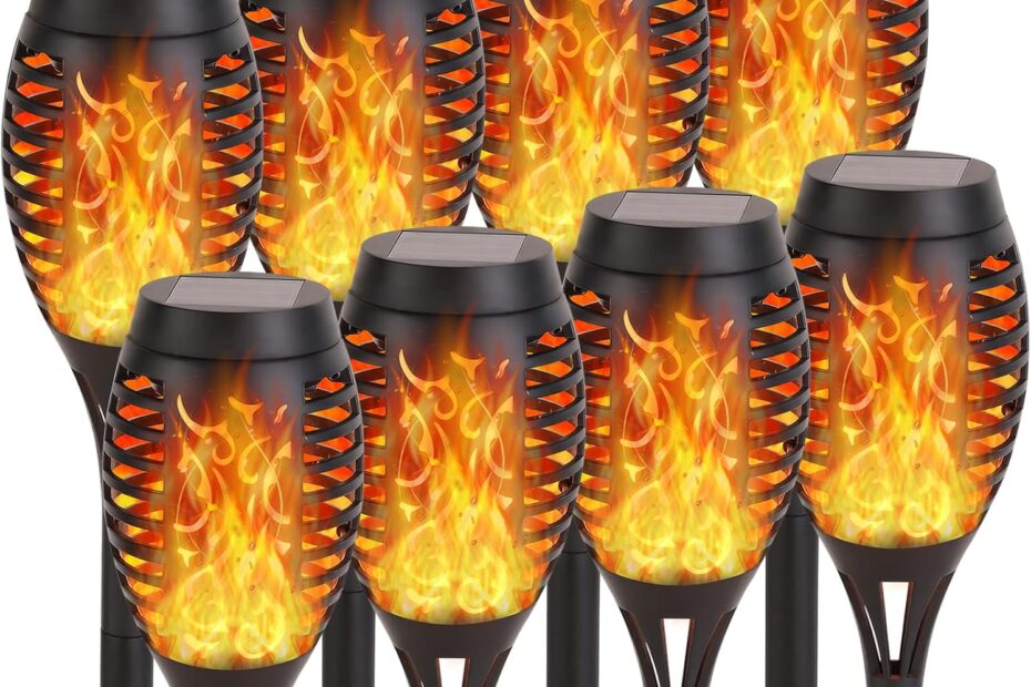 Illuminate Your Outdoors: Review of 8-Pack Solar Torch Lights with Flickering Flame