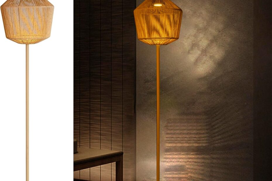 Illuminate Your Outdoors: Review of the Large Natural Rattan Solar Floor Lamp