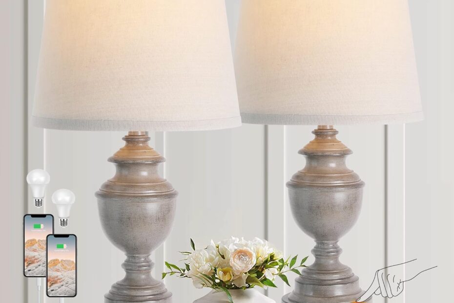 Illuminate Your Space: Review of Gray Vintage Table Lamps with USB Ports