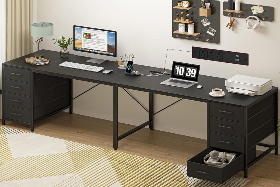 Maximize Productivity: A Review of the TVU 95" 2-Person Desk With Outlets & Organizers