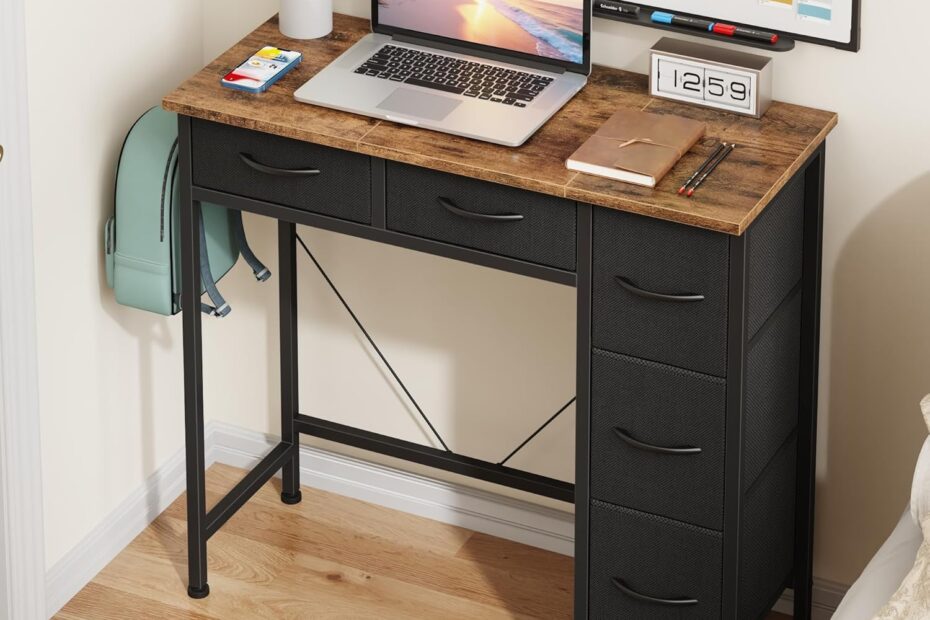 Maximize Your Space: Review of the Rustic Brown Small Desk with 5 Drawers