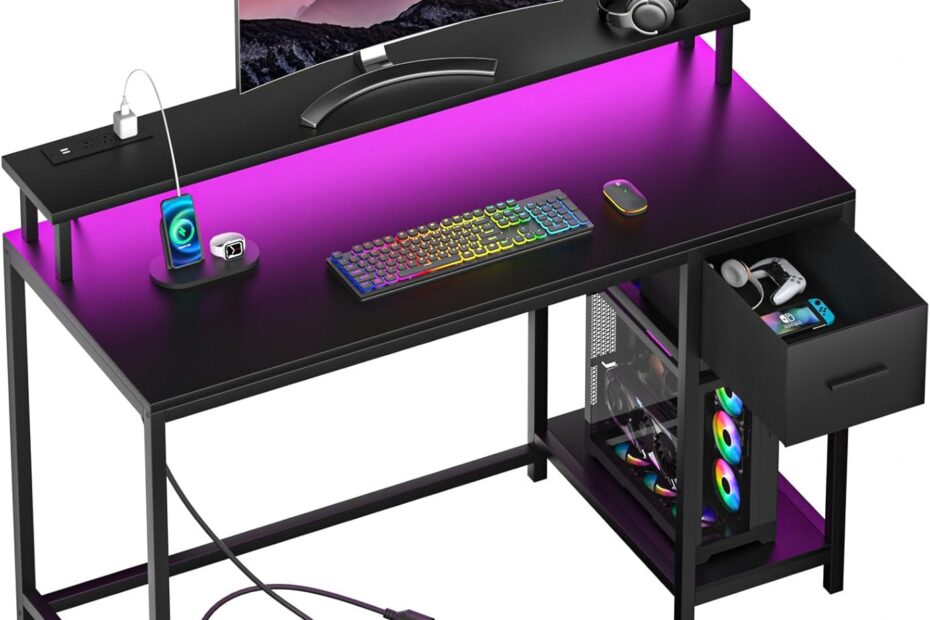 Revamp Your Workspace: GreenForest 39-Inch Gaming Desk with LED Lights Review
