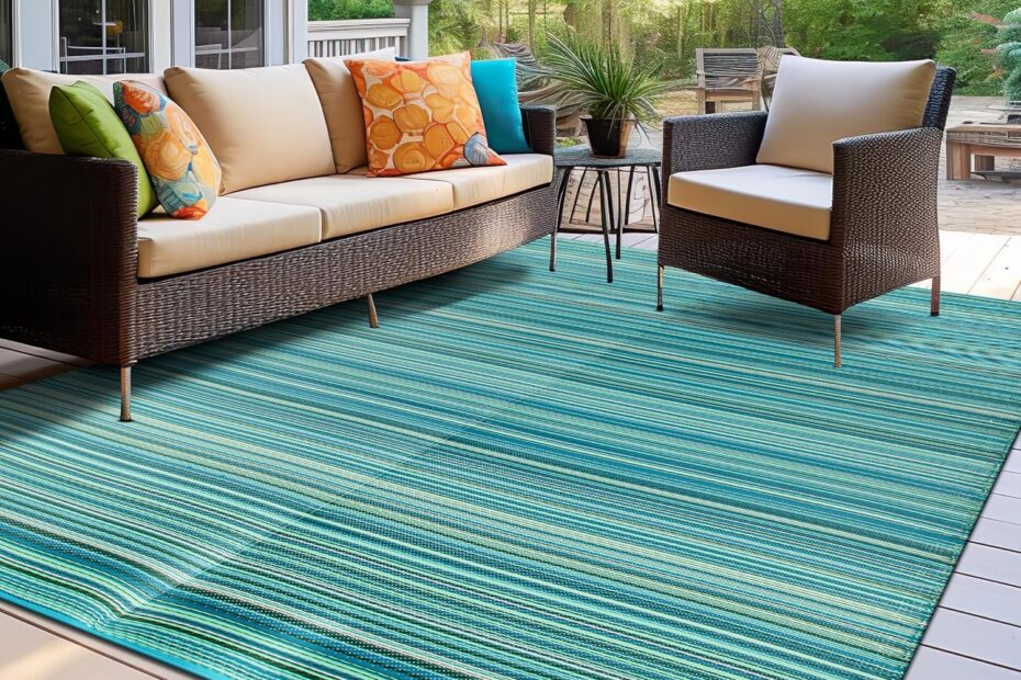 Transform Your Outdoor Space with Rugshop's Stylish Reversible Waterproof Rug!
