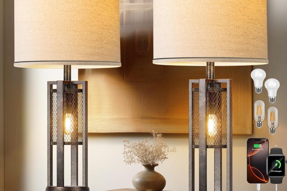 Transform Your Space: 28" Farmhouse Industrial Table Lamp Set Review