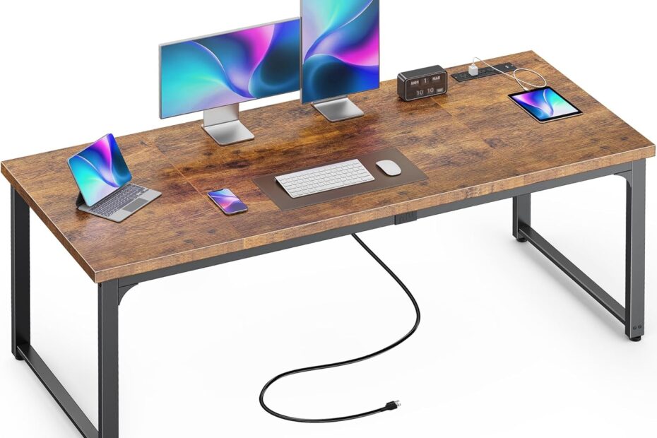 Transform Your Workspace: Review of the Huuger 63" Desk with Power Outlets