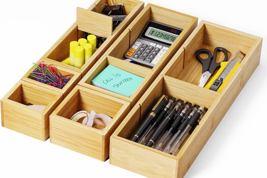 Transform Your Workspace: The Bamboo Desk Drawer Organizer Set You Need!
