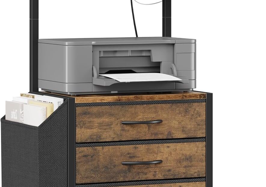 Upgrade Your Workspace: The Perfect Small 3 Drawer File Cabinet with Charging Station!
