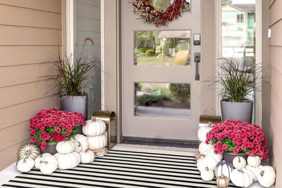 Welcome Home: IOHOUZE Black Beige Striped Rug Review - The Perfect Doormat for Every Entrance!