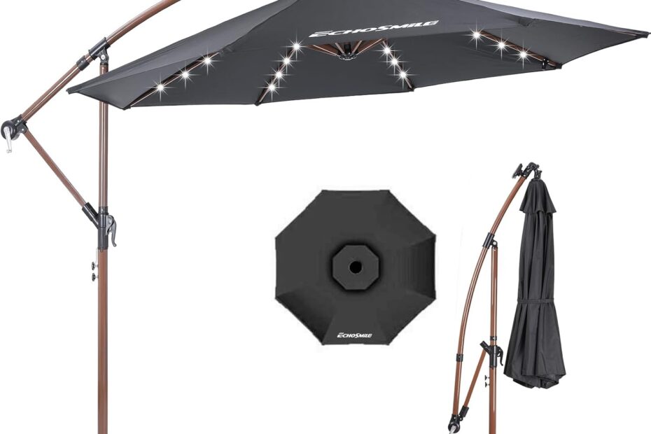 Brighten Your Outdoors: EchoSmile 10FT Solar Cantilever Patio Umbrella Review