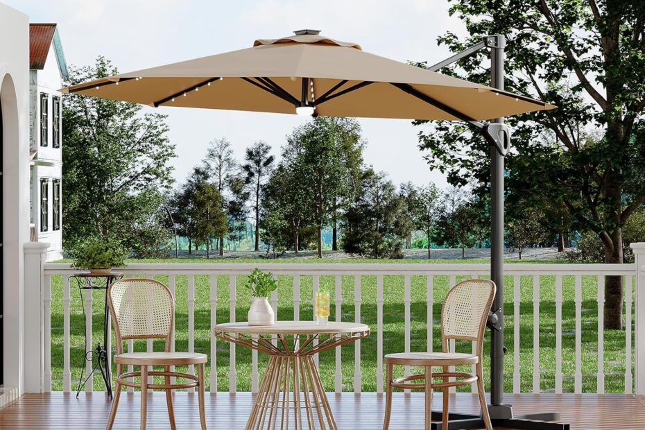 Elevate Your Outdoor Oasis: Garvee 10FT Cantilever Patio Umbrella with Solar Lights Review