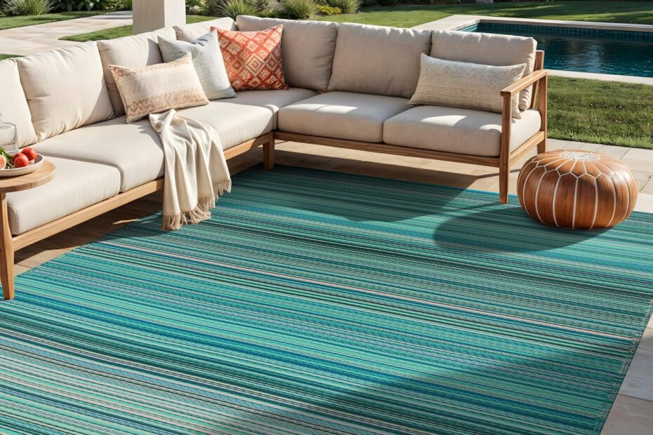 Elevate Your Outdoor Style: Rugshop's Waterproof Reversible Stripe Rugs Reviewed!