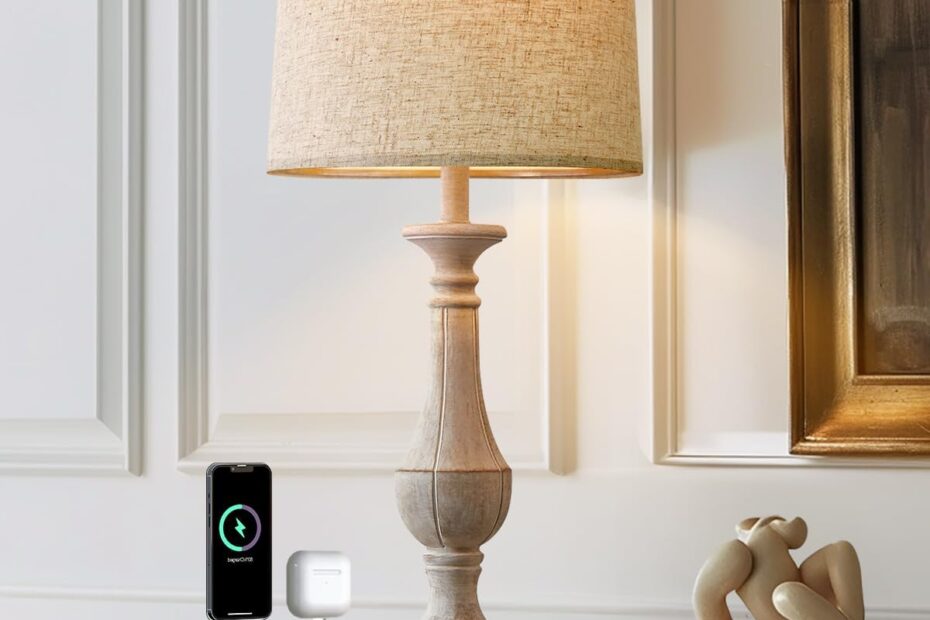 Illuminate Your Space: PoKat 27.25'' Table Lamp with USB Ports - A Must-Have for Style and Convenience!