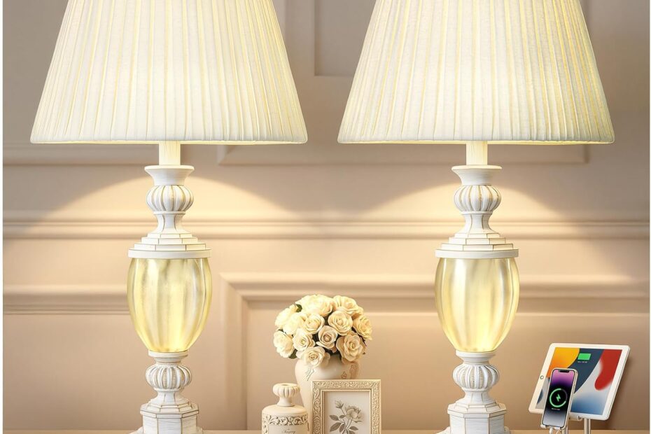Illuminate Your Space: Review of the 27" Rustic End Table Lamp Set with USB Charging