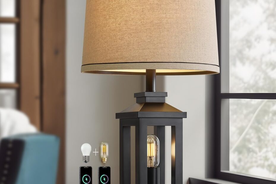 Illuminate Your Space: The Retro Farmhouse Black Table Lamp with Touch Control and USB Ports