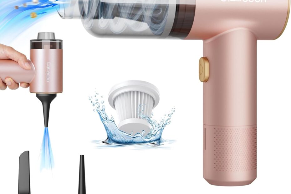 Powerful & Portable: The 4-in-1 Pink Car Vacuum Cleaner You Need!