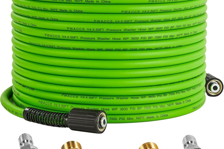 Rev Up Your Cleaning with the PWACCS 50FT Pressure Washer Hose: A Durable and Universal Solution!