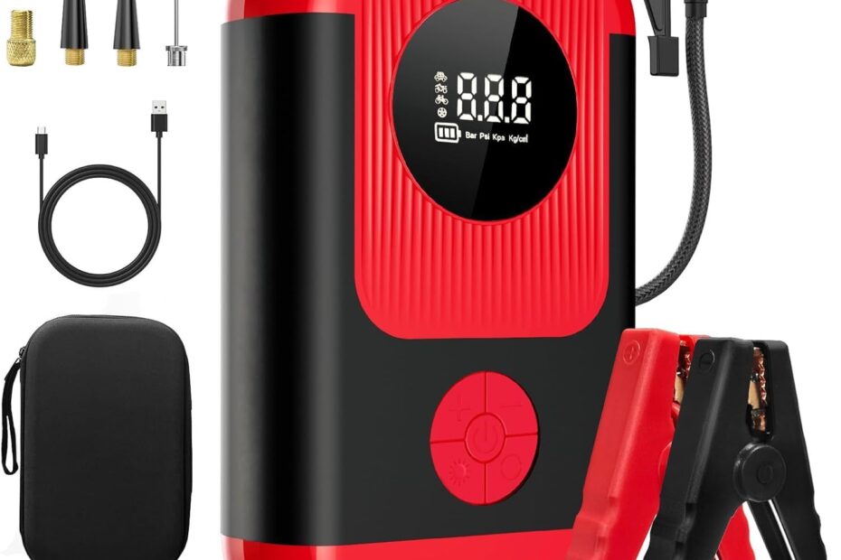 Rev Up Your Roadside Readiness: The Ultimate 5000A Jump Starter with Air Compressor!