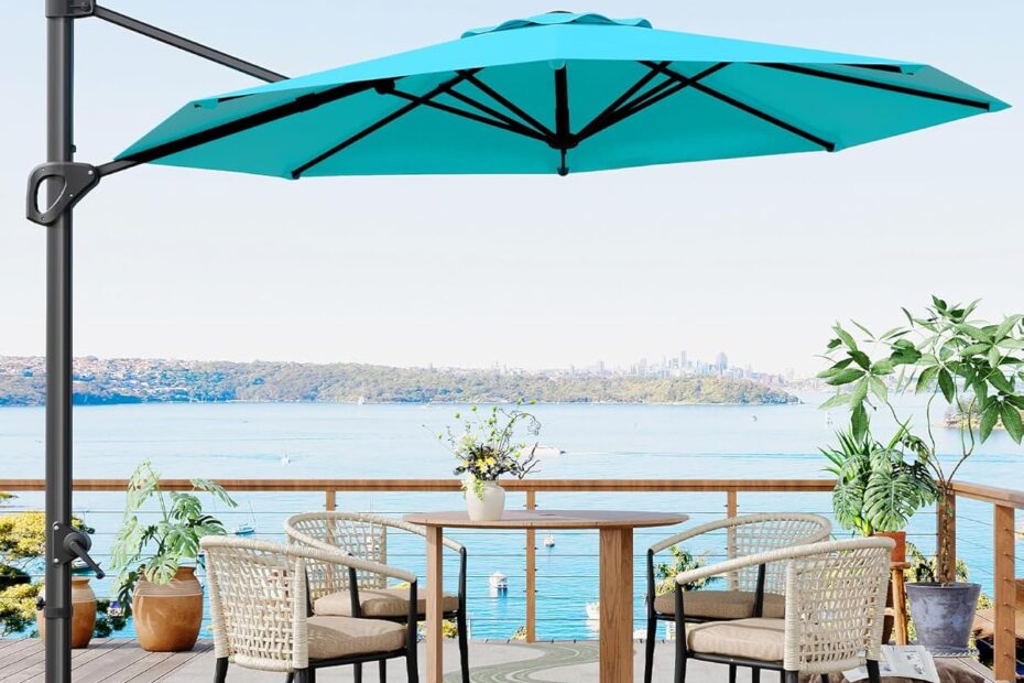 Stay Cool in Style: The 10FT Turquoise Cantilever Patio Umbrella Review