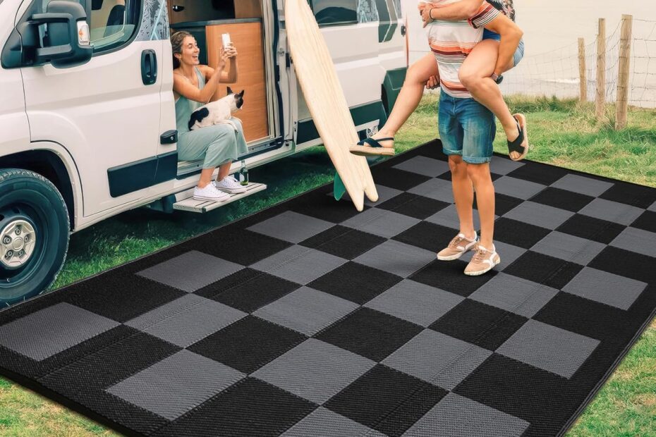 Transform Your Outdoors: The GarveeHome 5x8 Waterproof Checkboard Rug Review